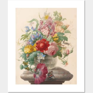 Flowers in a Glass Vase with a Butterfly by Herman Henstenburgh Posters and Art